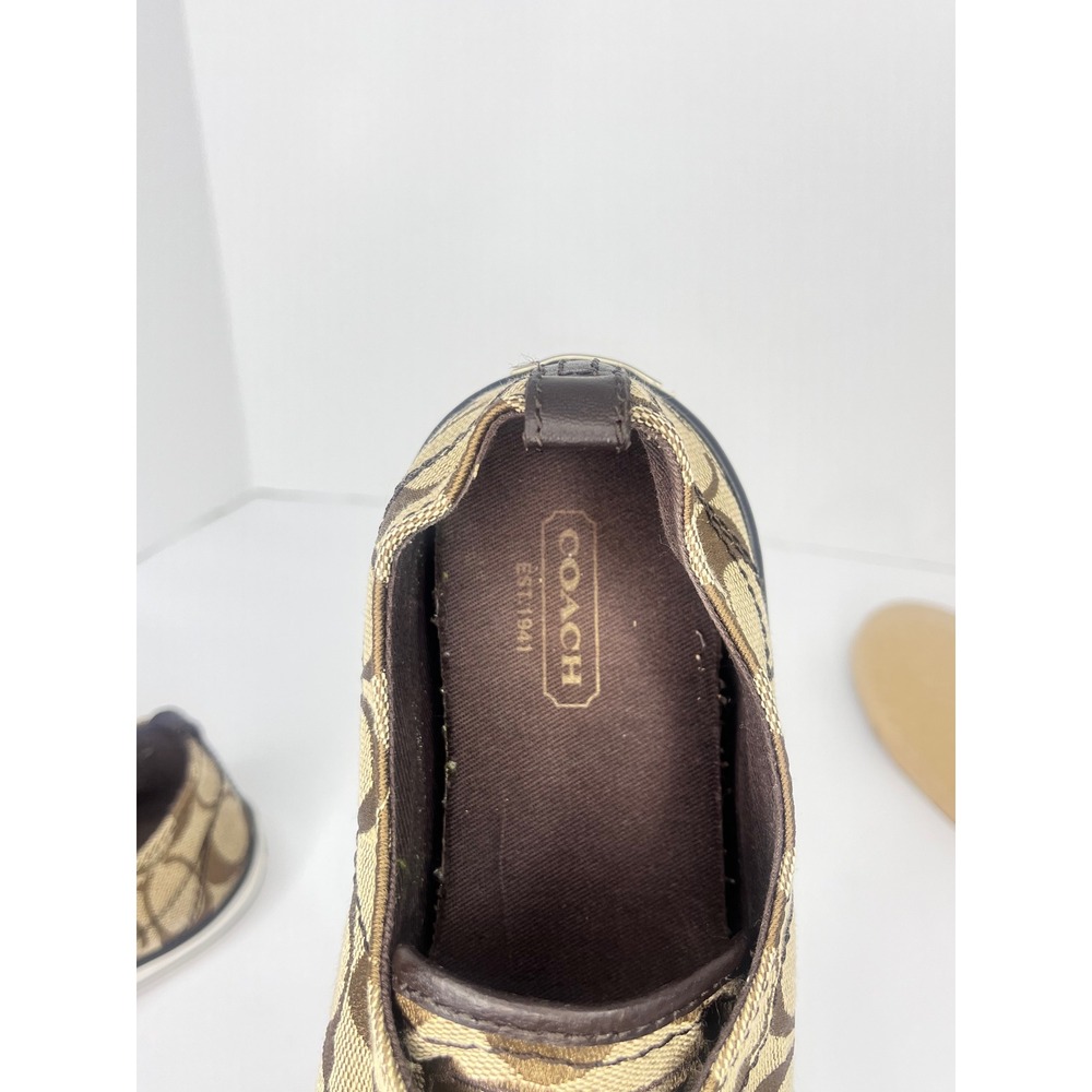 Coach Suzy Sneakers Women 6.5B Brown Signature C Canvas Monogram Low Top Shoes - Picture 14 of 16